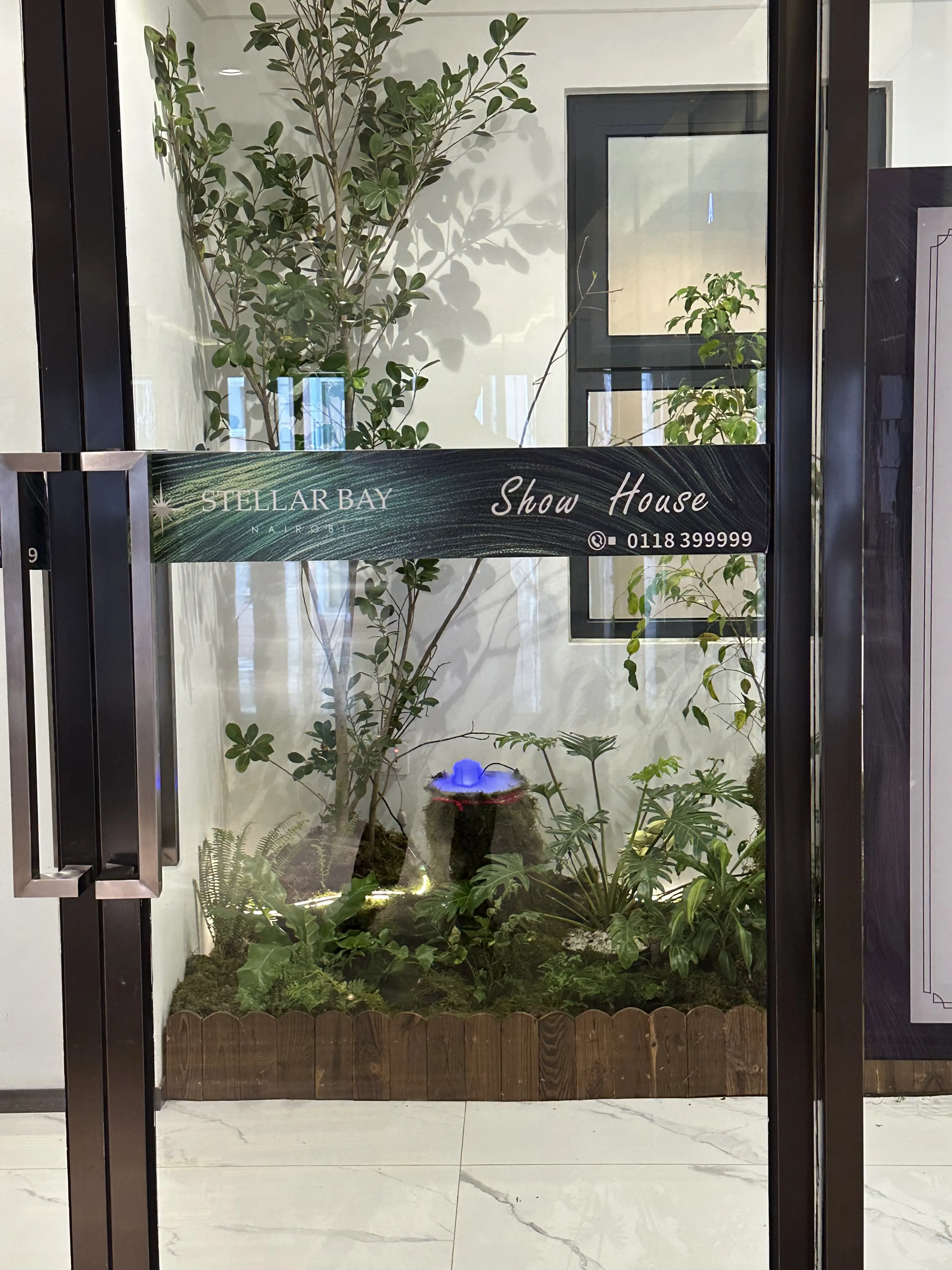The completed garden viewed through the closed Stellar Bay Show House entrance.